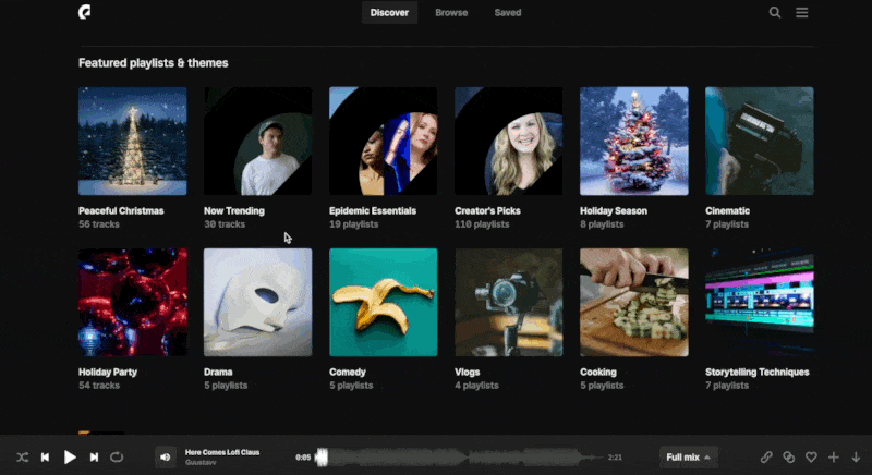 Epidemic Sound playlists