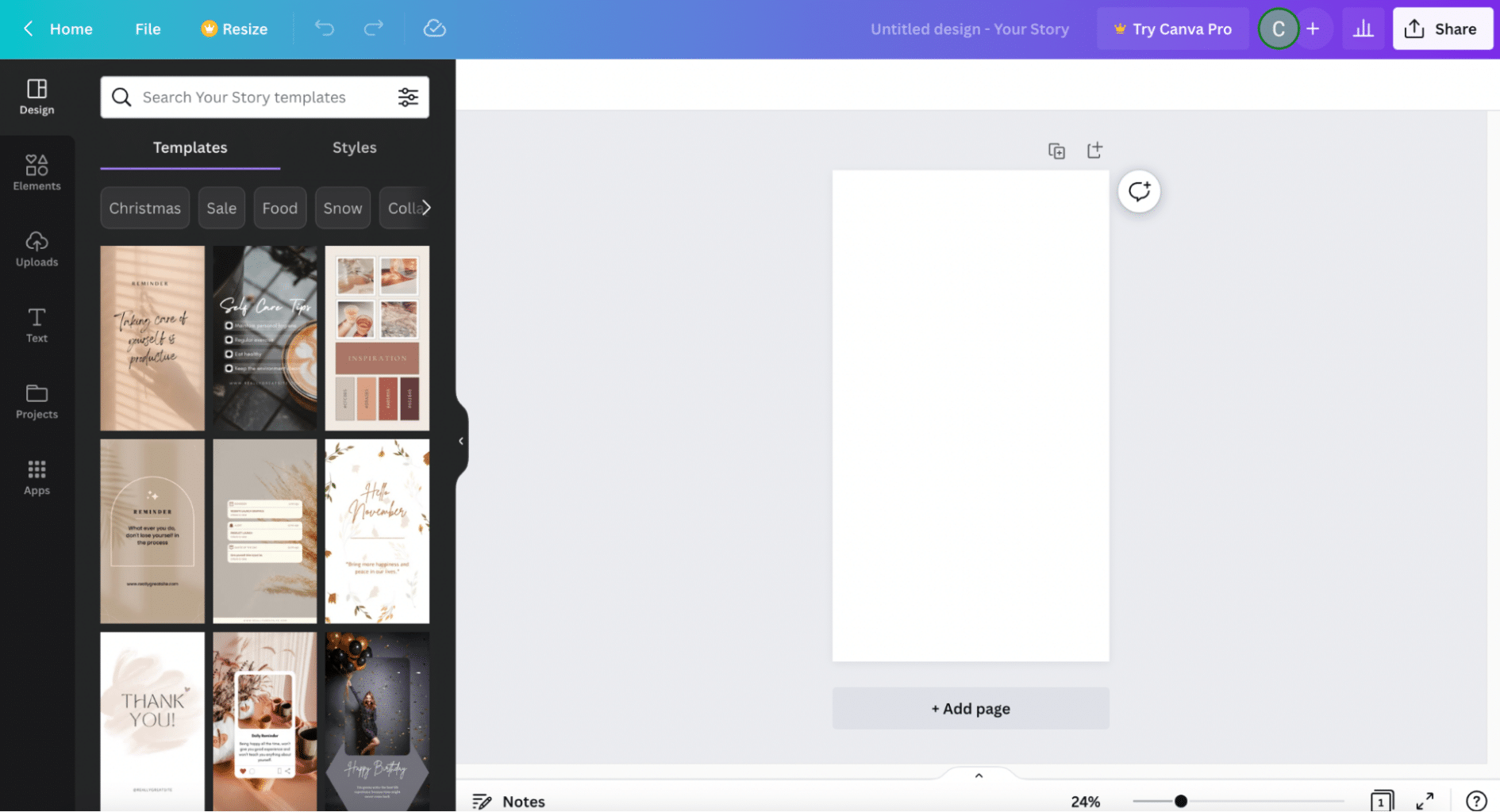 Canva UI