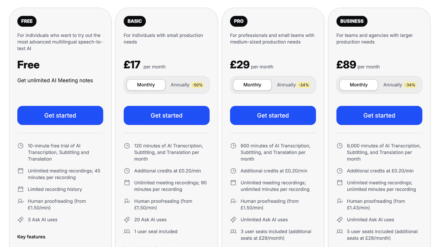Happy Scribe Pricing